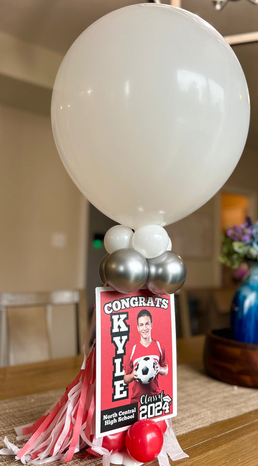 Graduation: Centerpiece Joyful Tassel Custom Sign Balloon Tower (Set Of 2)