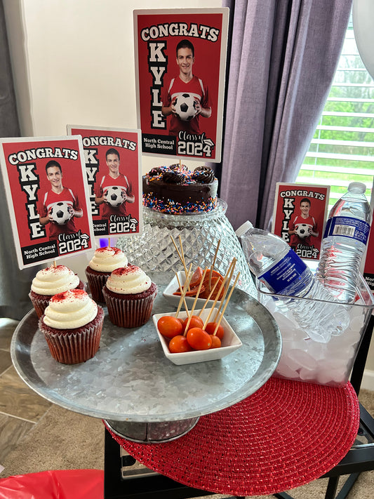 Graduation Joyful Bites Handheld Food Topper Signs - Water Resistant, 120 Count